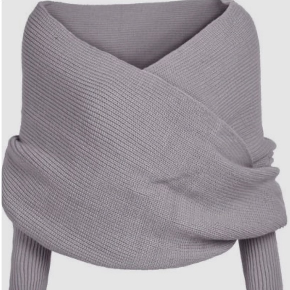 Sweaters - Wraparound shoulder hugging sweater in GREY